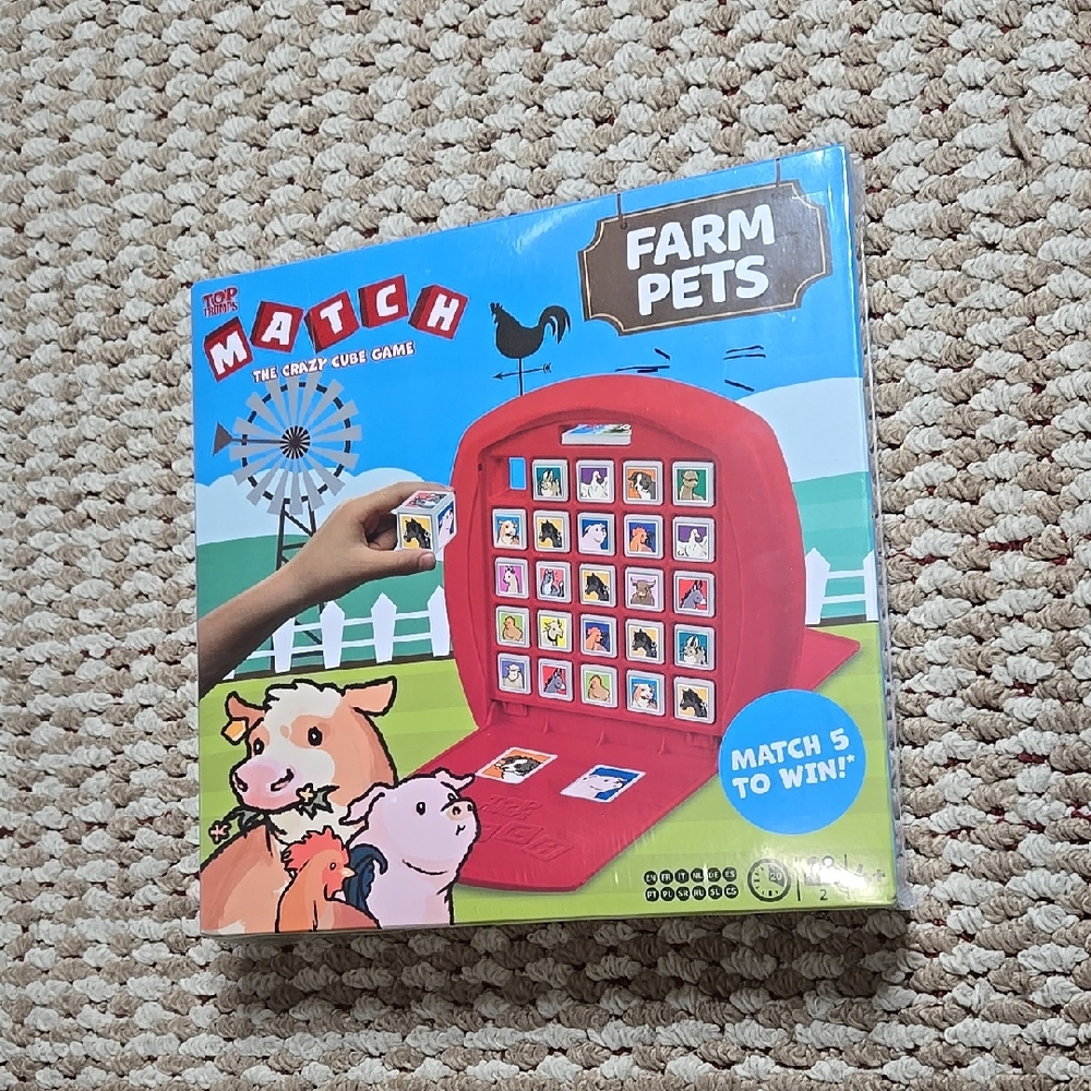 Match Crazy Cube Memory Game Farm Pets All in One Carry Case Sealed